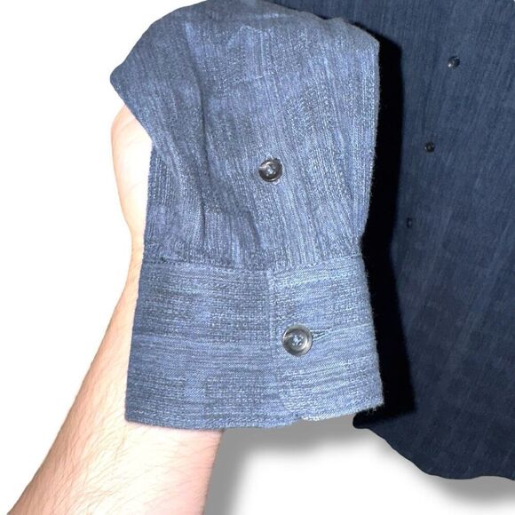 Baldwin Denim KC Navy Woven Oxford Button Down Sz S - Picture 5 of 8